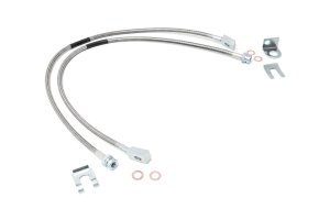 Jeep Wrangler Unlimited Brake Lines - Front - Rough Country - Extended Steel, 4-6" Lift - Stainless - '04-'06